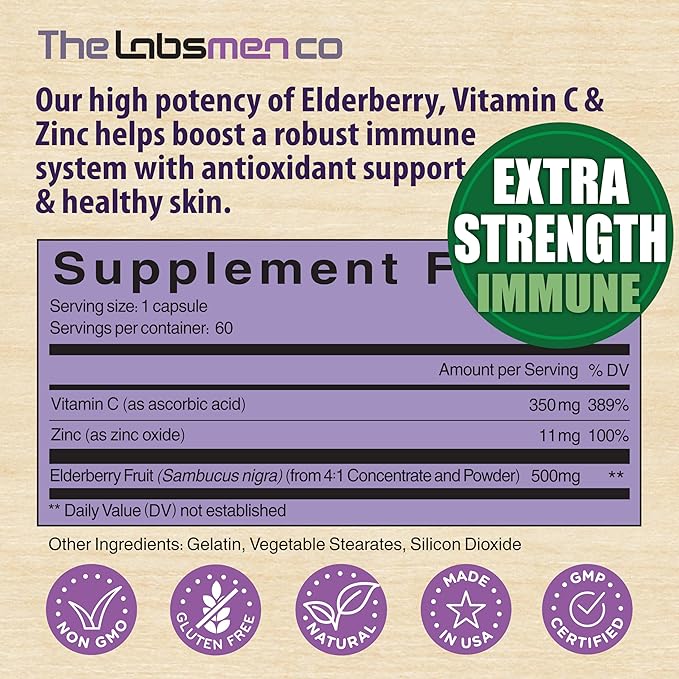 Sambucus Elderberry Immune Support Supplement/Daily Immune Boosters for Adults, Season Change w/Elderberry Vitamin C & Zinc Support Respiratory Health & Increase Antioxidant, 2-Mons