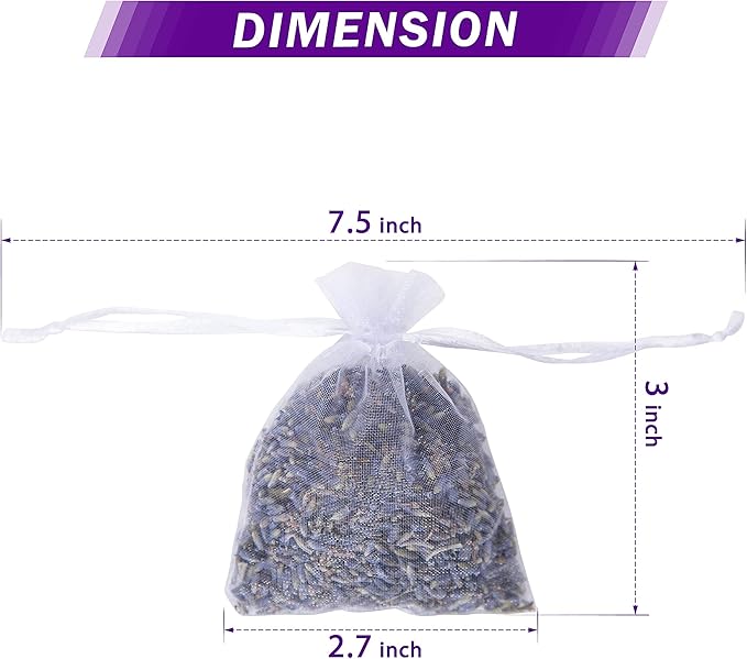 French Lavender Sachets for Drawers and Closets Fresh Scents, Set of 36, Home Fragrance Sachet for Closets and Drawers, White, LV-C-36-2