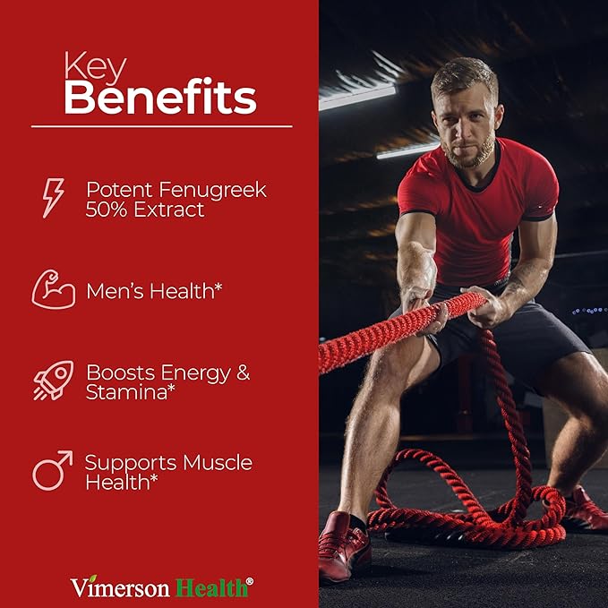 Libido Support For Men: Testosterone Supplement for Men with Fenugreek, Maca Root, Tongkat Ali, Horny Goat Weed, Tribulus. Male Enhancing Supplement, Testosterone Support, Muscle Builder - 30 Capsules