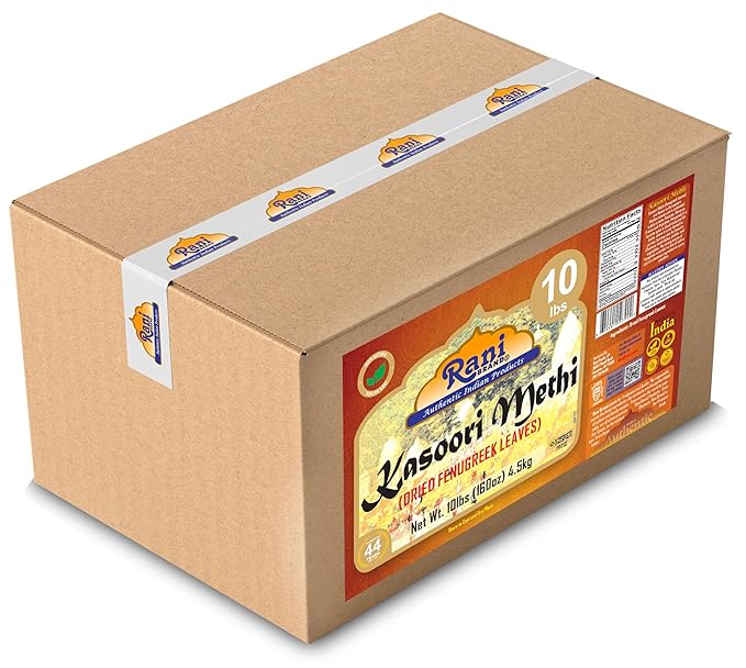 Rani Fenugreek Leaves Dried (Kasoori Methi) 160oz (10lbs) 4.54kg Bulk Box ~ All Natural | Vegan | Gluten Friendly | NON-GMO | Kosher | Indian Origin
