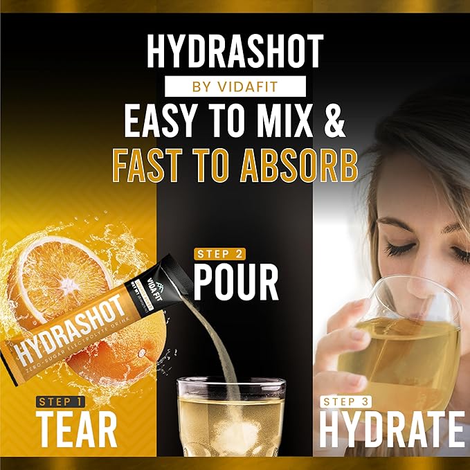 Hydrashot Orange Flavored Hydration Formula with Coconut Water Powder, Calcium, Magnesium, Potassium, and Sodium, Sugar-Free, Hydration Powder Packets, Rehydrates and Replenishes Electrolytes