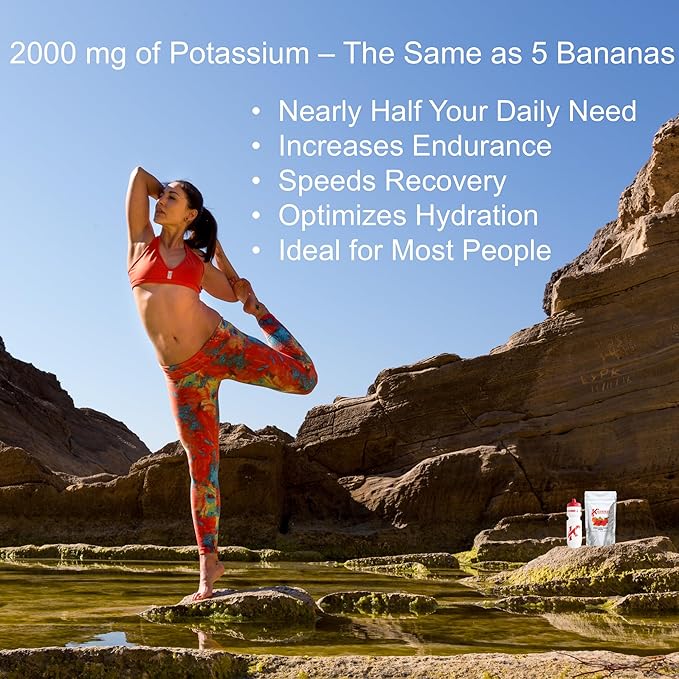Potassium Magnesium Supplement Electrolytes Powder - 50 mg Mag + 2000 mg K, >2X More Than Coconut Water | Cramp Relief | Hydration Packets