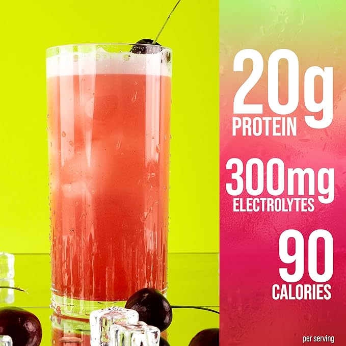 Rule One Proteins Clear Isolate - 20g All-whey Isolate Protein, Over 9g EAAs, 300mg of Electrolyte Minerals, 90 Calories, Light, Crisp, and Refreshing Taste (27 Servings, Cherry Limeade)