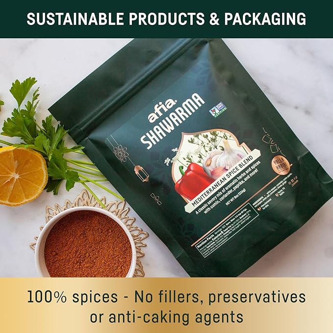 Afia - Shawarma Seasoning | Shawarma Spice Blend for Garlic Sauce (Toum), Lavash & Other Flatbreads, Kebab, Kofta, Grilled Meat | Premium Spice with Top Notes of Cumin and Coriander (1pk, 8oz)