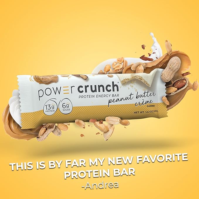 Power Crunch Protein Wafer Bars, High Protein Snacks with Delicious Taste, Peanut Butter Crème, 1.4 Ounce (12 Count) (Pack of 2)