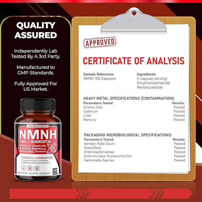 NMNH 600 mg with Zinc, Quercetin, Vitamin D3, Elderberry & Nattokinase – Daily Cellular Wellness & Healthy Aging Support – 150 Capsules – Made in USA