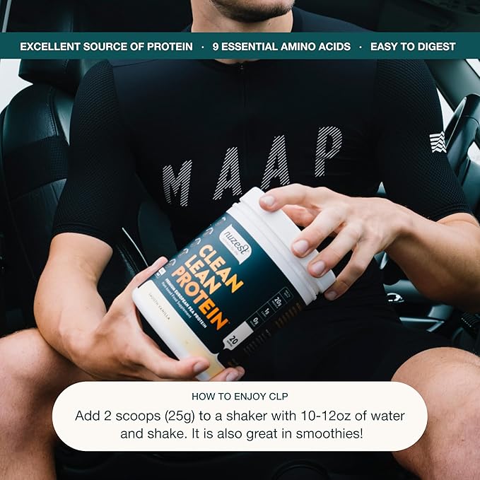 Nuzest - Pea Protein Powder - Clean Lean Protein, Premium Vegan Plant Based, Dairy Free, Gluten Free, GMO Free, Naturally Sweetened Protein Shake, Smooth Vanilla, 20 Servings, 1.1 lb