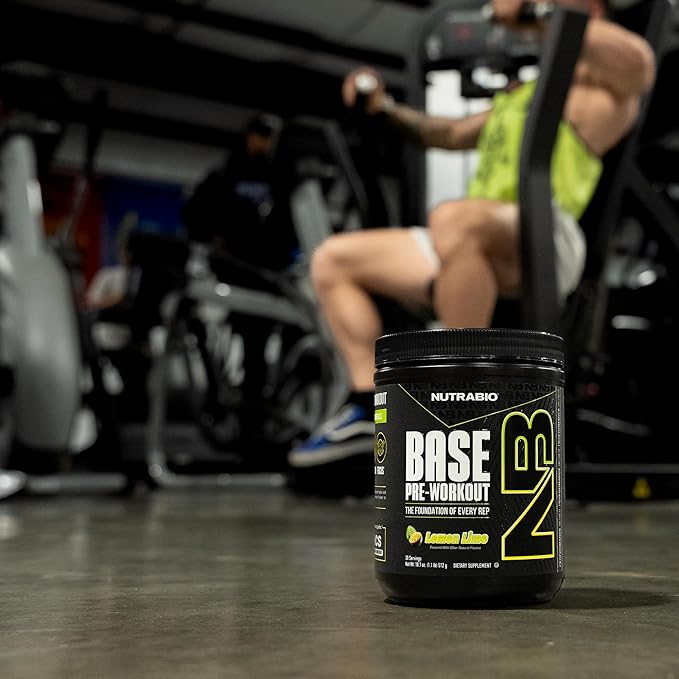 NutraBio Base Pre-Workout Powder 200mg Caffiene, Sustained Energy, Focus, Endurance, Pump, Sugar Free, Clean Preworkout for Men and Women - Beta Alanine, L-Tyrosine, 30 Servings - Lemon Lime