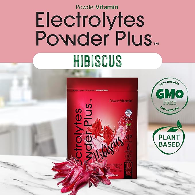 Electrolytes Powder Plus (100 Servings) Hibiscus Electrolyte Powder Zero Calorie Keto,0 Sugar, No Maltodextrin,1000mg Potassium,120mg Calcium,120mg Magnesium, Hydration Powder