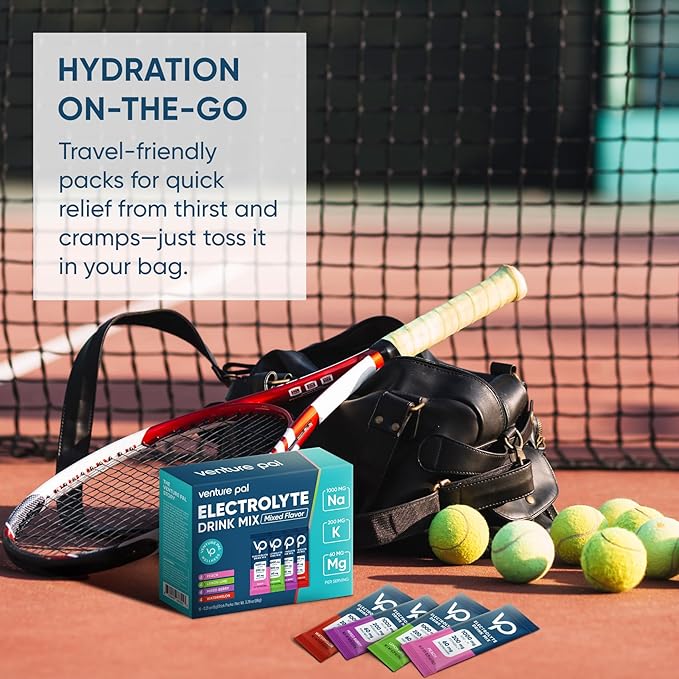 Venture Pal High Sodium Sugar-Free Electrolyte Powder Packets - Hydration Packets with Sodium, Potassium & Magnesium | Zero Calories | Vegan, Keto, and Paleo Friendly | 16 Sticks