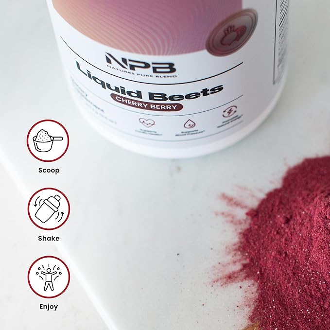 Nature's Pure Blend Organic Beet Root Powder – Nitric Oxide Booster L-Arginine – Liquid Beets for Blood Flow Circulation & Energy – Pre-Workout Endurance Support – 8,000 MG