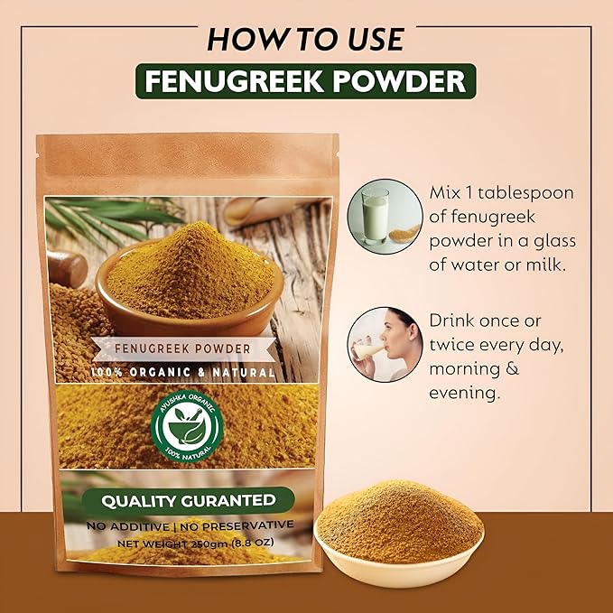 AYUSHKA ORGANIC Fenugreek Powder | 8.8 OZ | Trigonella foenum-graecum | Flavorful & Nutritious Spice for Every Kitchen