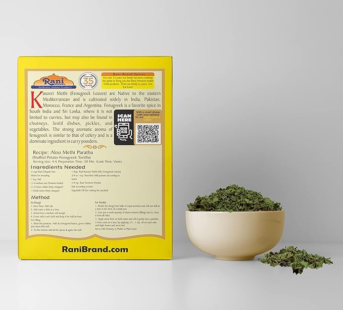 Rani Fenugreek Leaves Dried (Kasoori Methi) 14oz (400g) ~ All Natural | Vegan | Gluten Friendly | NON-GMO | Indian Origin
