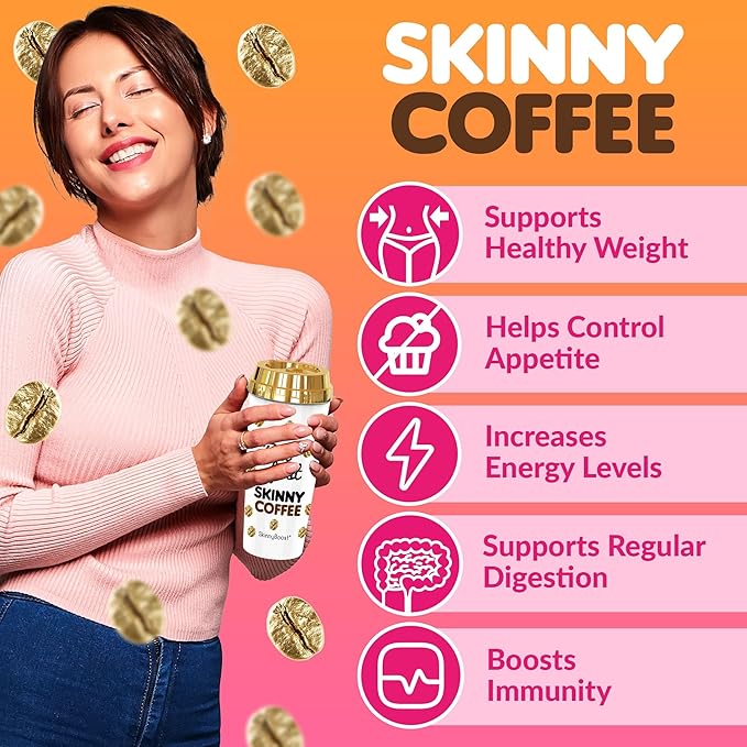 Skinny Boost Instant Skinny Coffee Sticks (Vanilla) - Made with Arabica Coffee Beans, Garcinia Cambogia, Green Tea Extract, B Vitamins, Fiber and Prebiotics –Sugar Free-Keto Friendly (28 Packets)