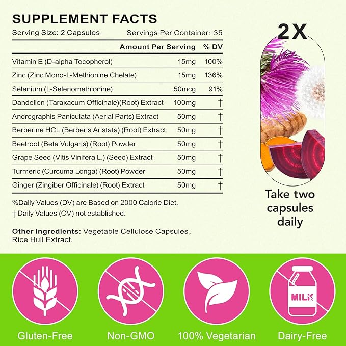 Liver Renew Cleanse Detox,Liver Cleanse Detox & Repair & Support |70 Capsules|Herbal Supplement for Liver Health| Milk Thistle Dandelion Root with 9 Herbal Minerals for Men & Women