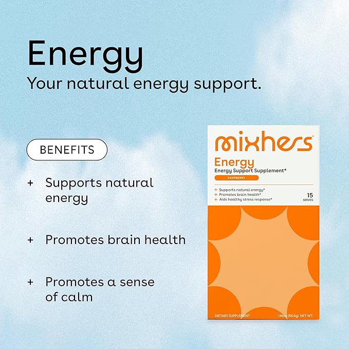 Energy - Natural Energy Support Drink Mix - Metabolism Supplement - For Brain Health - With Green Tea Extract, L-Theanine & Taurine - 15 Pack - Raspberry Punch Flavor