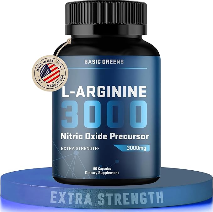L Arginine 3,150mg (90 Capsules) - L-Arginine Supplement for Men and Women with Nitric Oxide Precursor, LArginine Supplement