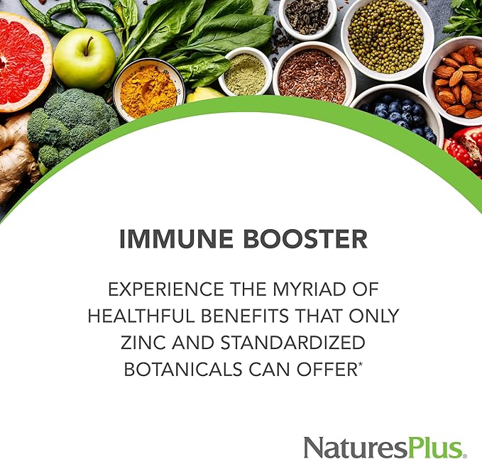 NaturesPlus Herbal Actives ImmunActin - 60 Zinc Lozenges, Pack of 2 - Wild Cherry Flavor - Supports Immune Health - with Echinacea, Elderberry & Olive Leaf - Gluten Free - 120 Total Servings