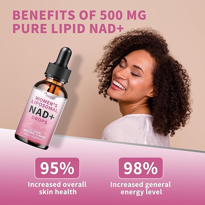 Liposomal NAD Supplements for Women, Pure 500mg NAD Nicotinamide - Cell Regeneration,Energy & Metabolism Support, Vegan,Sugar Free,Additives Free,2 Fl Oz
