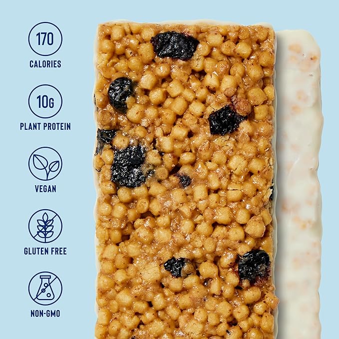 Mezcla Vegan Protein Bars, Gluten Free Snack Made with Pea Protein, Organic Vanilla, Blueberries and Other Premium Ingredients, Healthy Snacks, Maple Blueberry, 10g of Protein, 12 Pack