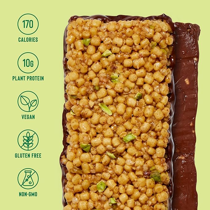 Mezcla Vegan Protein Bars, Gluten Free Snack Made with Dark Chocolate, Pea Protein, Pistachios and Other Premium Ingredients, Dubai Chocolate Bar, Healthy Snacks, Pistachio Chocolate, 10g of Protein, 12 Pack