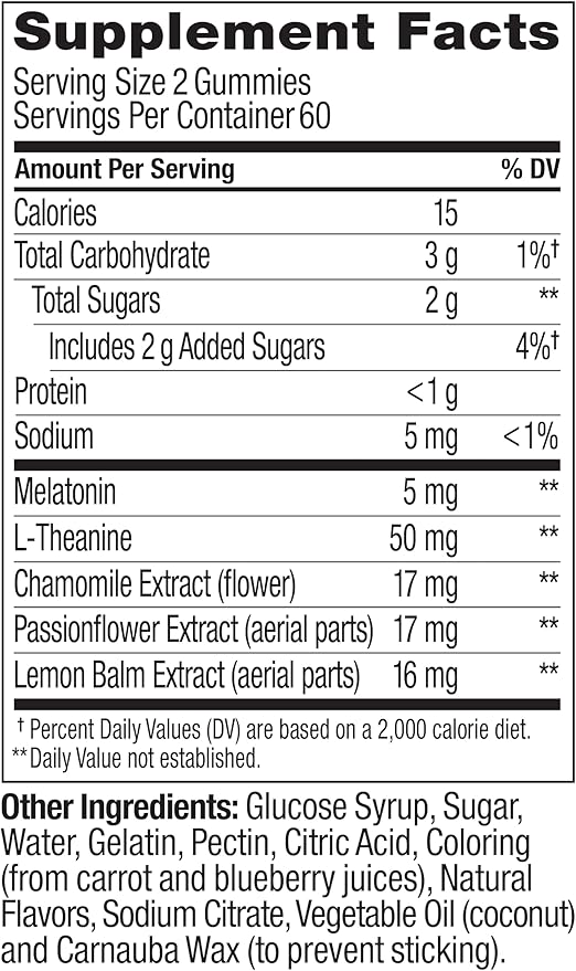 OLLY Extra Strength Sleep Gummy, 5 mg Melatonin, L-Theanine, Chamomile, Lemon Balm Extracts, Sleep Aid, BlackBerry Flavor - 120 Count