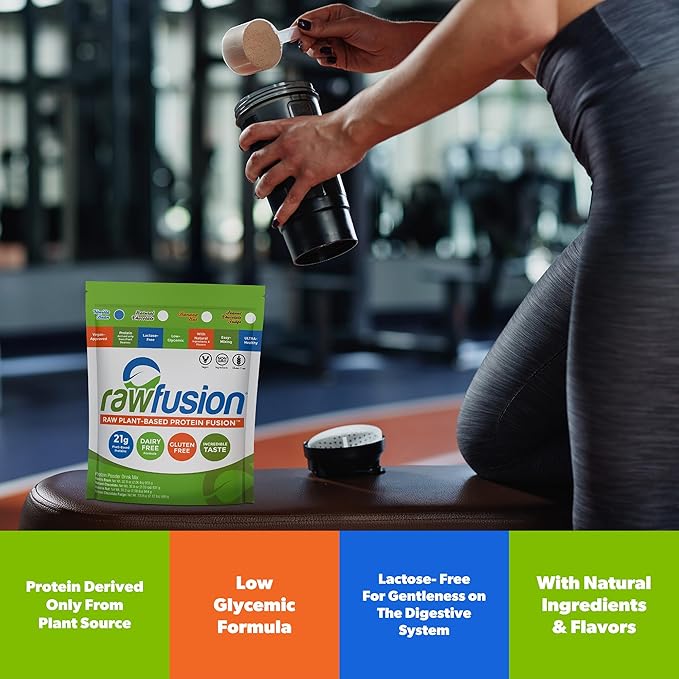 Rawfusion Vegan Protein Powder, Vanilla Bean – 30 Servings, 21g Plant-Based Protein, Low Net Carbs, Non-Dairy, Gluten-Free, Soy-Free, Kosher, Non-GMO, 2.06lbs