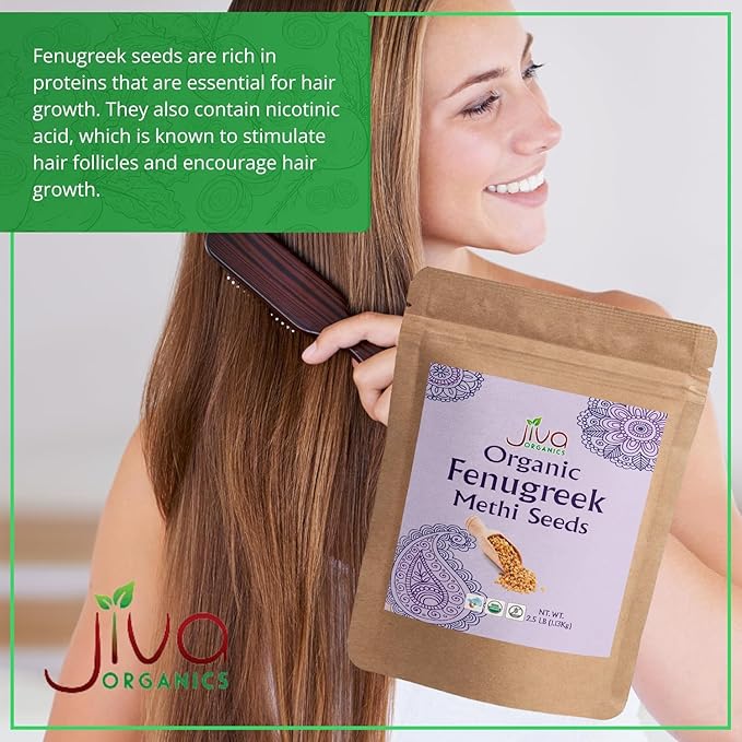 Jiva Organic Fenugreek Seeds 2.5 LB Bulk - Non-GMO, Gluten Free, Non Irradiated Whole Methi Seeds (Fenogreco En Semillas)
