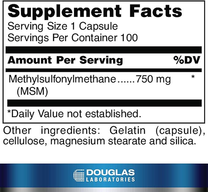 Douglas Laboratories MSM Capsules (Fundamental Sulfur) | Supports Joint, Connective Tissue, Hair, Skin, and Liver Health | 100 Capsules