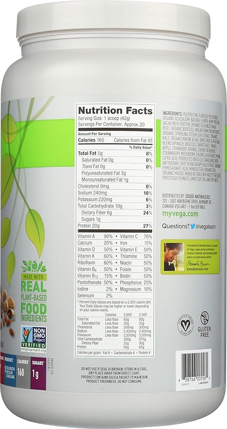 Vega One All-In-One Nutrition Shake Coconut Almond (20 servings) - Plant Based Vegan Protein Powder, Non Dairy, Gluten Free, Non GMO, 29.4 Ounce (Pack of 1)