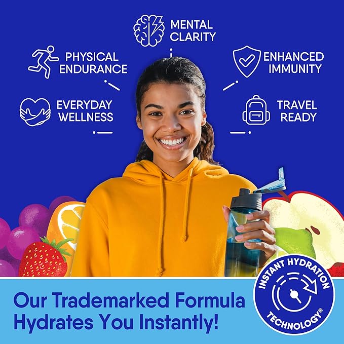 GoHydrate Instant Hydration Powder Packets - Low Sodium Electrolytes Drink Mix - Natural Hydration Support, Sugar Free Electrolyte Flavored Powder Drink with Vitamin D, 30 Packs, Fruit Punch