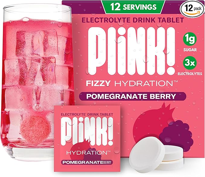 Plink! Fizzy Electrolyte Drink Tablets for Daily Hydration - 12ct Electrolyte Tablets + Sodium, Potassium, Magnesium, Low-Calorie, Low-Sugar Keto Electrolytes Powder Hydration Packets Water Flavoring