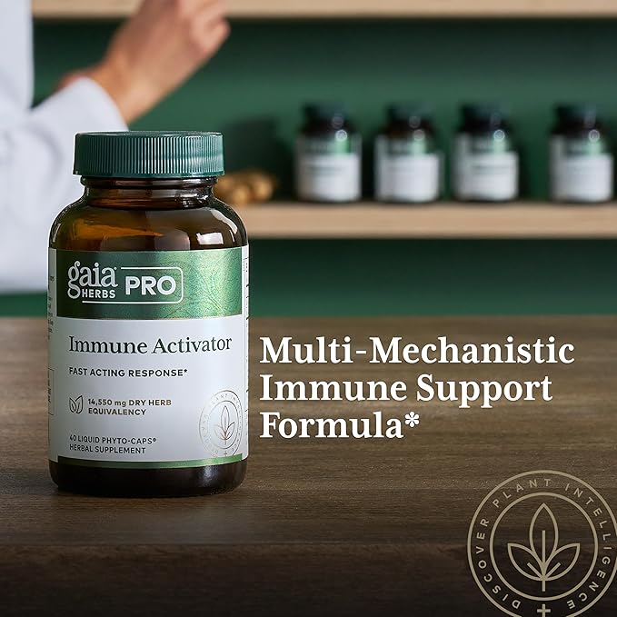 Gaia Herbs Pro Immune Activator - Immune Support Supplement - Features Echinacea, Ginger Root, Elderberry & Andrographis - Vegan, Dairy-Free & Gluten-Free - 40 Liquid Phyto-Caps (20 Servings)