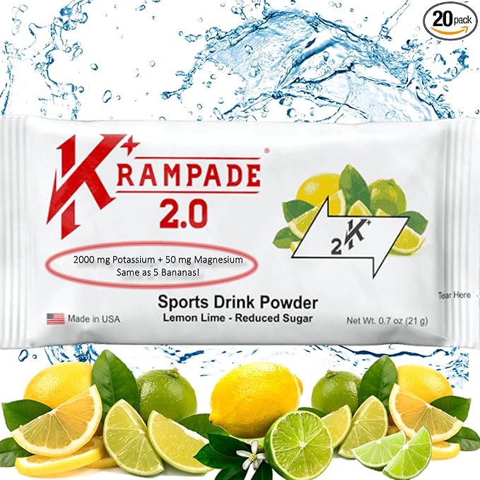 Potassium Magnesium Supplement Electrolytes Powder - 50 mg Mag + 2000 mg K, >2X More Than Coconut Water | Cramp Relief | Hydration Packets