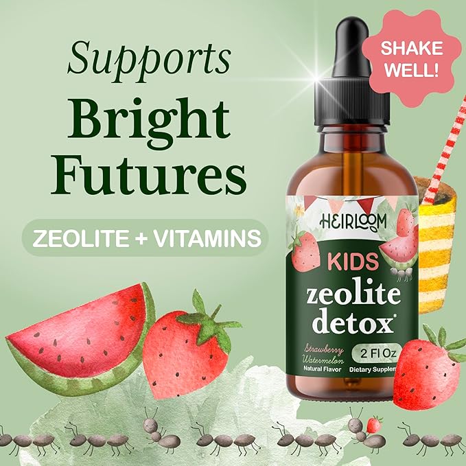 Zeolite Detox for Kids | Methyl B12, Vitamin C & D3 for Immune & Gut Support | Heavy Metal Tested | Mom-Formulated | 2oz Drops (60 Servings) | Vegan, Sugar-Free, Non-GMO