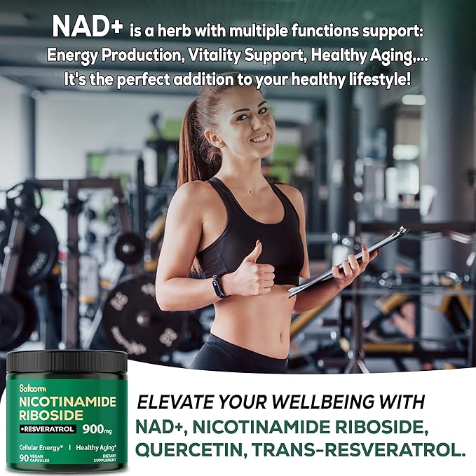 Satoomi NAD+ Supplement with Liposomal Nicotinamide Riboside 900 mg NR, Resveratrol, Quercetin - 90 Count