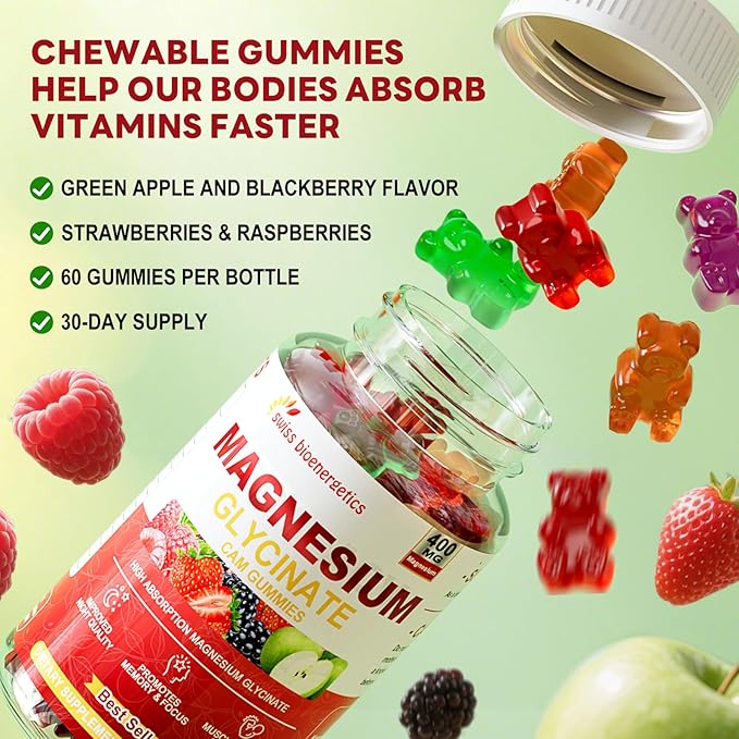 (2 Pack) Magnesium Glycinate 400mg Gummies for Women & Men - Calcium Supplement with Magnesium Malate, B6, Zinc, Vitamin D, CoQ10 - Non GMO, Sugar Free for Vegan (Multi-Flavor)