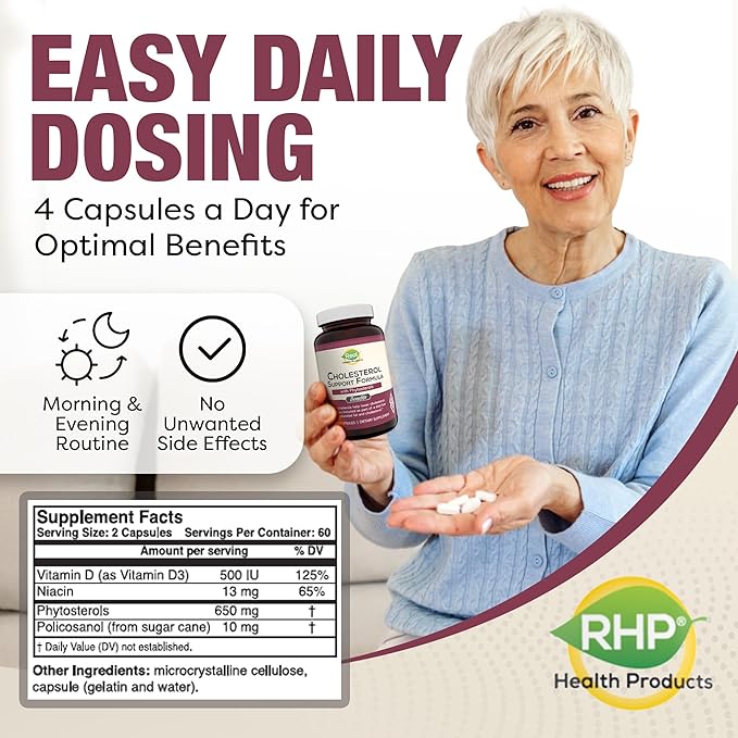 Cholesterol Supplement - Natural Cholesterol Complex & Heart Health Formula with Policosanol & Antioxidants - Improve Circulation & Energy - Quality, Natural Ingredients - 120 Capsules
