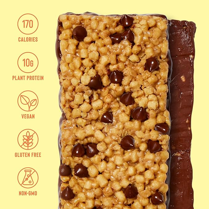 Mezcla Vegan Protein Bars, Gluten Free Snack Made with Pea Protein, Chocolate Chips and Other Premium Ingredients, Healthy Snacks, Peanut Butter Chocolate, 10g of Protein, 12 Pack