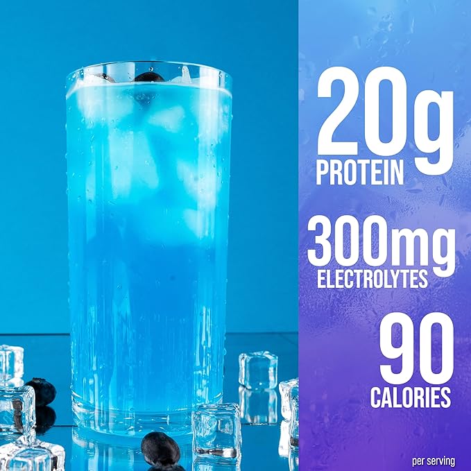 Rule One Proteins Clear Isolate - 20g All-whey Isolate Protein, Over 9g EAAs, 300mg of Electrolyte Minerals, 90 Calories, Light, Crisp, and Refreshing Taste (27 Servings, Blue Raspberry)