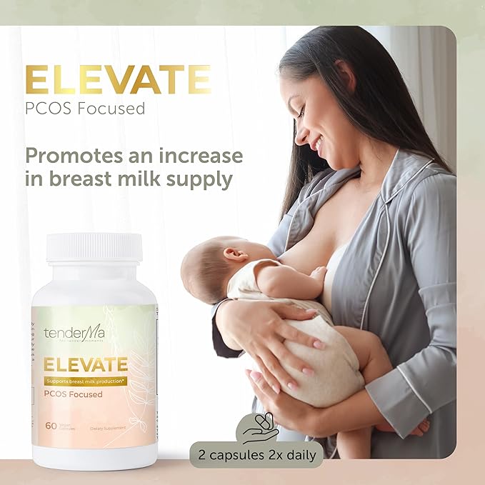 Elevate PCOS-Focused Lactation Support Supplement – Fenugreek-Free Breastfeeding Formula with Organic Goat’s Rue, Brewer’s Yeast, Lion’s Mane & Blessed Thistle – 60 Capsules