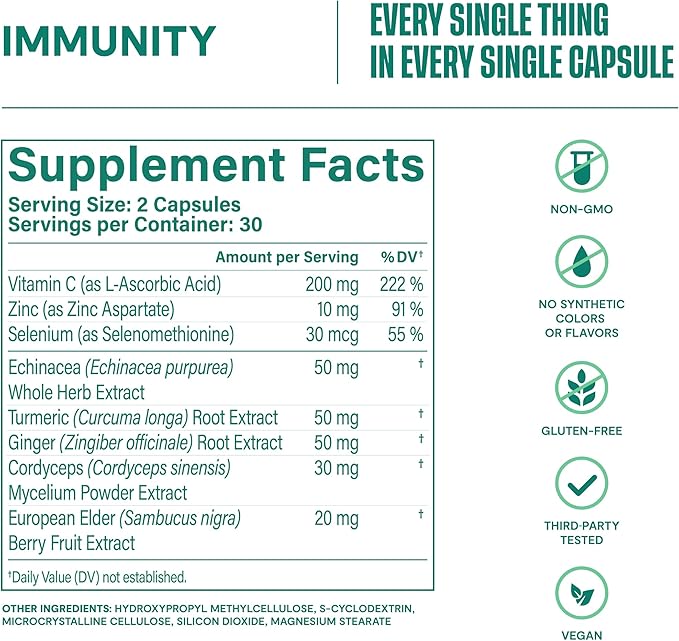 Habit Immunity Supplement 2 Pack (120 Capsules) - New Look, Echinacea, Elderberry, Turmeric, Zinc Blend to Support Immune Health and Antioxidant Levels, Vegan, Non-GMO