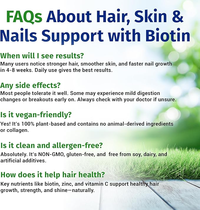 1 Body Hair Skin and Nails Vitamins with Biotin – Contains 26 Vitamins, Minerals and Herb Extracts – Hair and Nail Growth, Glowing Skin Supplements Formula for Men and Women – 60 Vegan Capsules