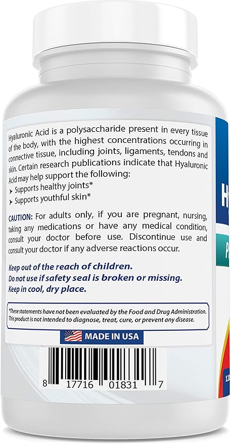 Best Naturals Hyaluronic Acid 200 mg 120 Tablets (Non-GMO, Gluten Free) - Promotes Youthful Healthy Skin & Healthy Joint Function (120 Count (Pack of 3))