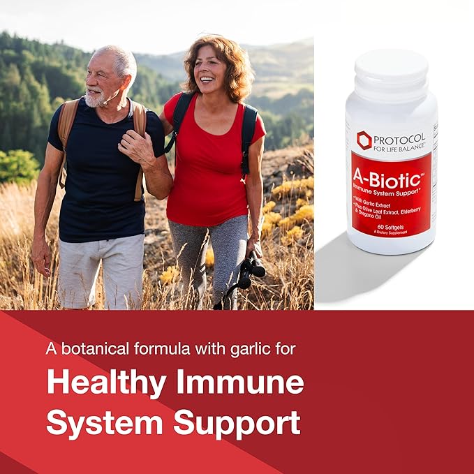Protocol A-Biotic - Immune Support Supplement* - Garlic Supplement - with Elderberries, Olive Leaf Extract, Oregano & Rosemary Oils - Dairy & Egg Free - 60 Softgels