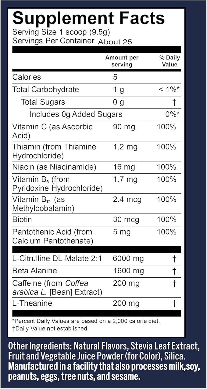 Vega Pre-Workout - 200mg Caffeine, Energy & Focus, Fruit Punch, 25 Servings, 1.6g Beta Alanine, 6g Citrulline Malate, Energy & Focus Drink Mix, Vegan, Gluten-Free, Dairy Free, No Sugar Added, 8.4oz
