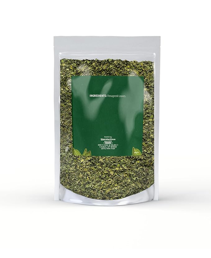 Unpretentious Fenugreek Leaves, 8 oz, Pickling Spices, Curries, Teas, Strong Flavor