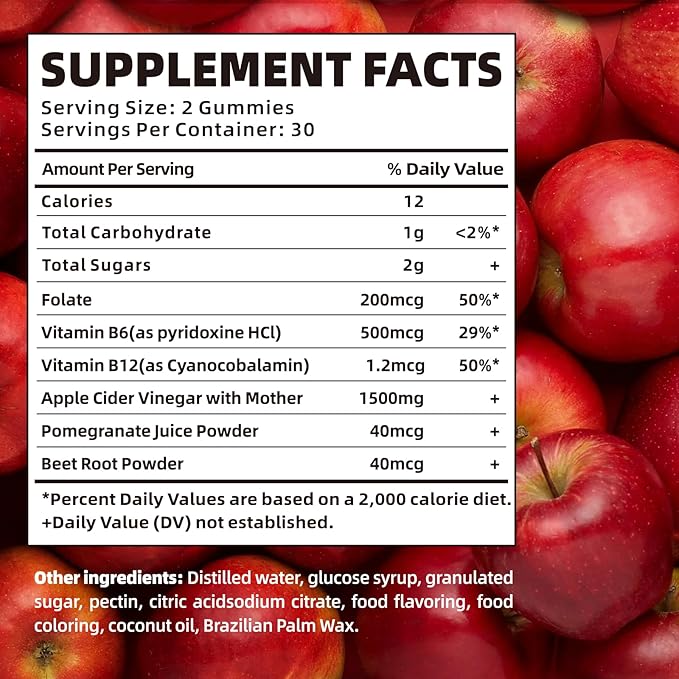 Pomegranate, Beet Root & Apple Gummies – 60 Plant-Based Soft Chews for Body Management and Daily Vitality(Twin Pack