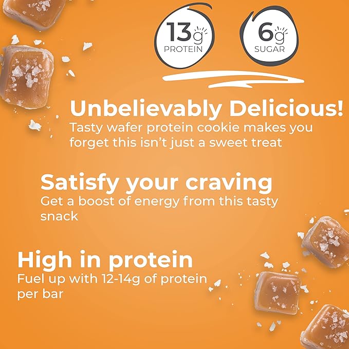 Power Crunch Protein Wafer Bars, High Protein Snacks with Delicious Taste, Salted Caramel, 1.4 Ounce (12 Count) (Pack of 2)