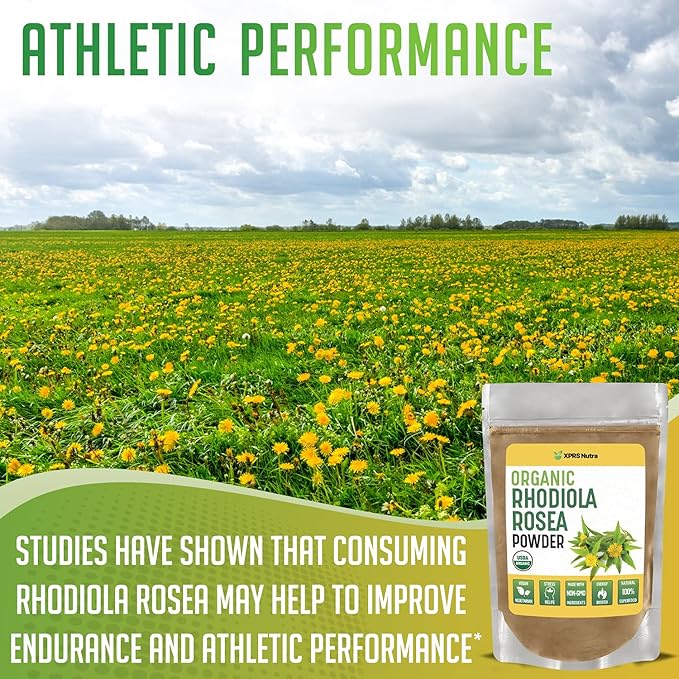 XPRS Nutra Organic Rhodiola Rosea Powder - Premium USDA Organic Rhodiola Powder to Boost Cognition and Relaxation - Vegan Friendly Energy Booster (4 oz)